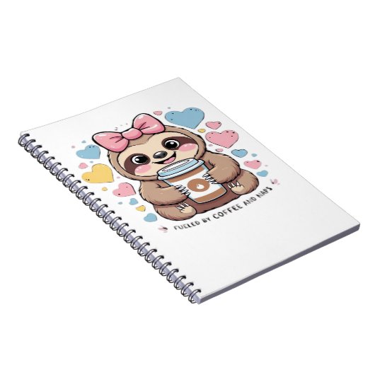 Cute Sloth Coffee Lover Shirt � Funny Fueled by Co Notizblock (Rechte Seite)