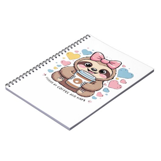 Cute Sloth Coffee Lover Shirt � Funny Fueled by Co Notizblock (Linke Seite)