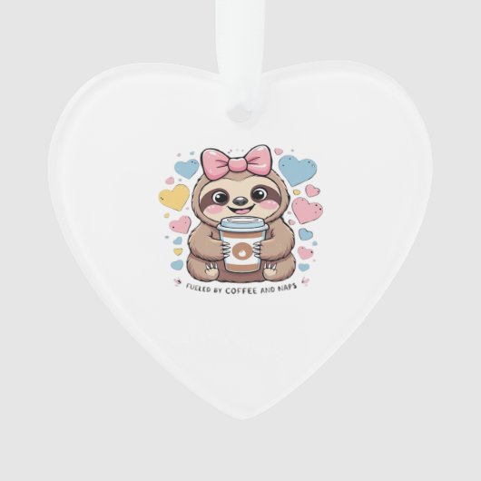 Cute Sloth Coffee Lover Shirt � Funny Fueled by Co Ornament (Vorderseite)