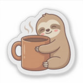 Cute Sloth Coffee Sticker (Vorderseite)