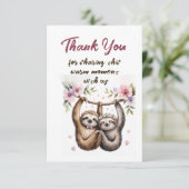 Cute Sloth Couple Wedding Thank You Dankeskarte (Stehend Vorderseite)