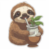 Cute Sloth Drinking Yerba Mate � Adorable Kawaii A Aufkleber (Vorderseite)