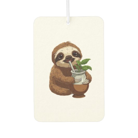 Cute Sloth Drinking Yerba Mate � Adorable Kawaii A Autolufterfrischer (Vorderseite)