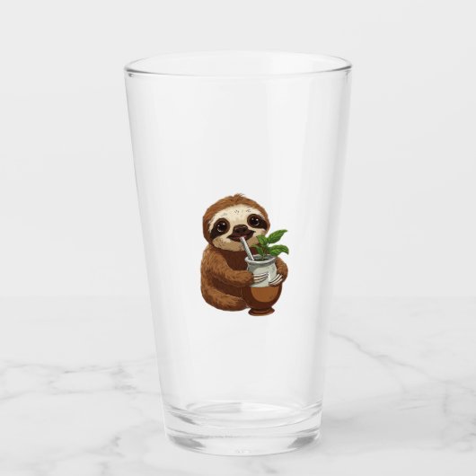 Cute Sloth Drinking Yerba Mate � Adorable Kawaii A Glas (Vorderseite)