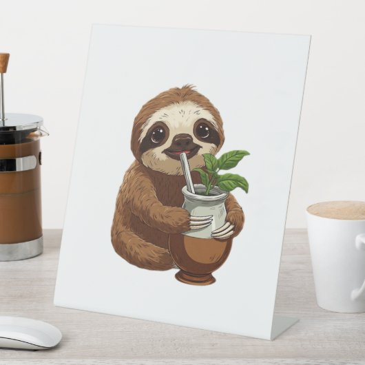 Cute Sloth Drinking Yerba Mate � Adorable Kawaii A Sockelschild (In Situ)