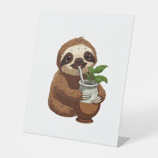 Cute Sloth Drinking Yerba Mate � Adorable Kawaii A Sockelschild (Vorderseite)