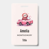 Cute Sloth Driving a Pink Convertible Ausweis (Rückseite)