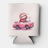 Cute Sloth Driving a Pink Convertible Dosenkühler (Vorderseite)