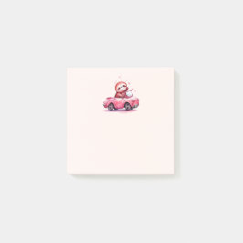 Cute Sloth Driving a Pink Convertible Post-it Klebezettel