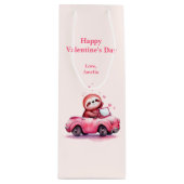 Cute Sloth Driving a Pink Convertible Valentine's  Geschenktüte Für Weinflaschen (Vorderseite)