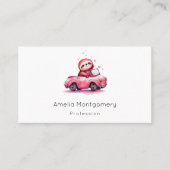 Cute Sloth Driving a Pink Convertible Visitenkarte (Vorderseite)