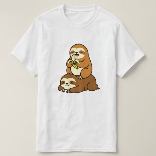 Cute Sloth Eating Banana on Lazy Sloth Funny Carto T-Shirt (Design vorne)