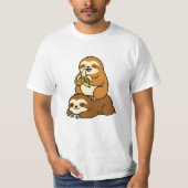 Cute Sloth Eating Banana on Lazy Sloth Funny Carto T-Shirt (Vorderseite)
