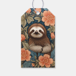 Cute Sloth Elegant Floral William Morris Inspired Geschenkanhänger