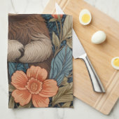Cute Sloth Elegant Floral William Morris Inspired Geschirrtuch (Viertel Falte)