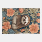 Cute Sloth Elegant Floral William Morris Inspired Geschirrtuch (Horizontal)