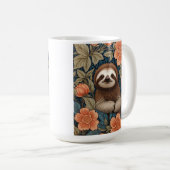 Cute Sloth Elegant Floral William Morris Inspired Kaffeetasse (VorderseiteRechts)