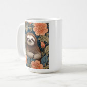 Cute Sloth Elegant Floral William Morris Inspired Kaffeetasse (Vorderseite Links)