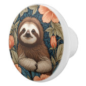 Cute Sloth Elegant Floral William Morris Inspired Keramikknauf (Rechts)