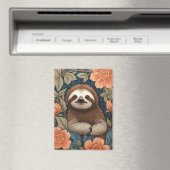 Cute Sloth Elegant Floral William Morris Inspired Magnet (In Situ (Geschirrspüler))