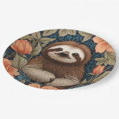 Cute Sloth Elegant Floral William Morris Inspired Pappteller (Schrägansicht)