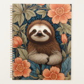 Cute Sloth Elegant Floral William Morris Inspired Planer (Vorderseite)