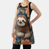 Cute Sloth Elegant Floral William Morris Inspired Schürze (InSitu)