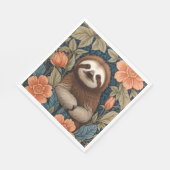 Cute Sloth Elegant Floral William Morris Inspired Serviette (Ecke)