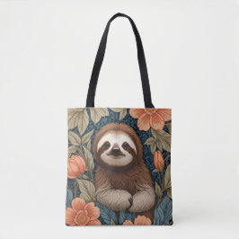 Cute Sloth Elegant Floral William Morris Inspired Tasche