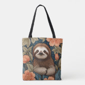 Cute Sloth Elegant Floral William Morris Inspired Tasche (Rückseite)