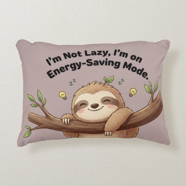 Cute Sloth "Energy-Saving Mode" Dekokissen (Vorderseite)