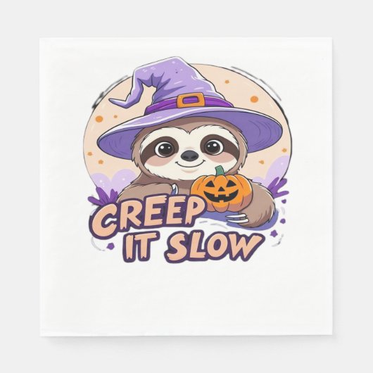 Cute Sloth Halloween Shirt � Funny Creep It Slow W Serviette (Vorderseite)