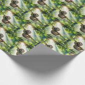 Cute Sloth Hanging From a Branch In Sunbeams Geschenkpapier (Ecke)