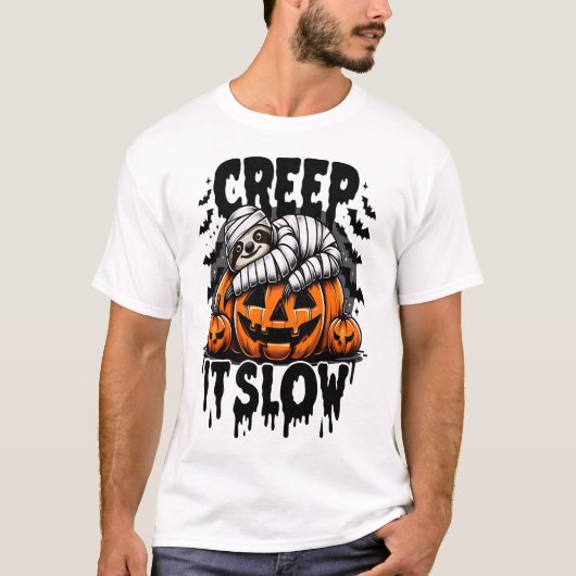 Cute Sloth Happy Halloween T-Shirt (Vorderseite)