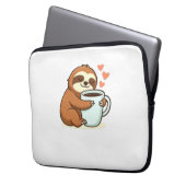 Cute Sloth Hugging Big Coffee Cup Premium T-Shirt Laptopschutzhülle (Vorderseite Links)
