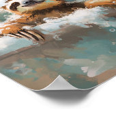 Cute Sloth in Bubble Bath Poster (Ecke)