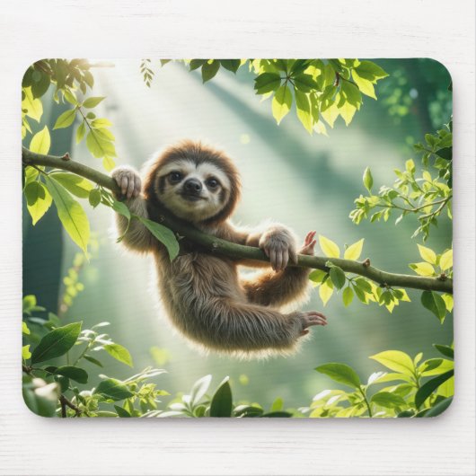 Cute Sloth In Sunbeams Mousepad (Vorne)