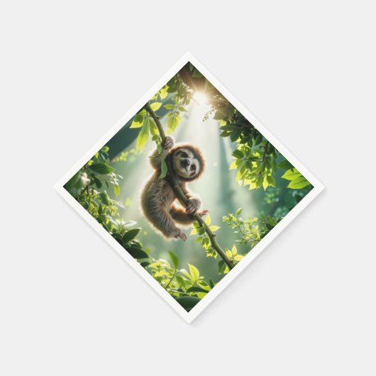 Cute Sloth In Sunbeams Serviette (Ecke)