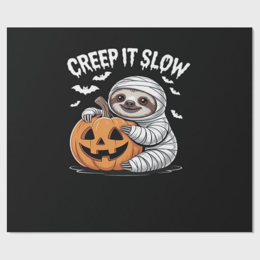 Cute Sloth Lovers Funny Halloween Pumpkin Essentia Geschenkpapier (Flach)