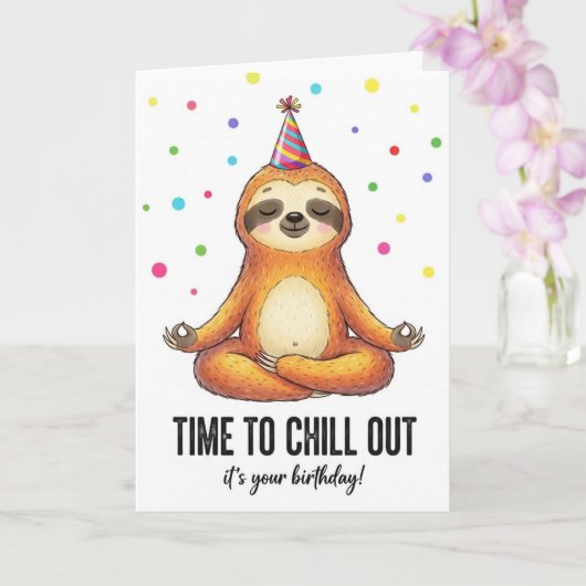 Cute Sloth Meditation Time To Chill Birthday Card Karte (Orchidee)