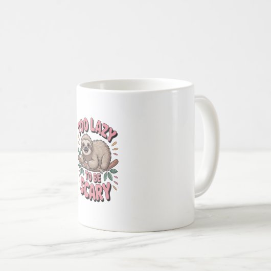 Cute Sloth on Branch with Playful Kaffeetasse (VorderseiteRechts)