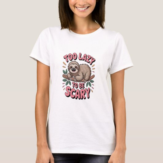 Cute Sloth on Branch with Playful T-Shirt (Vorderseite)