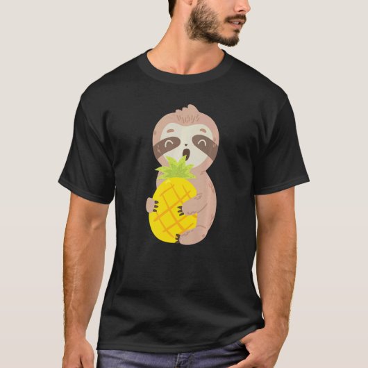 Cute Sloth Pineapple Tropical Fruit Food T-Shirt (Vorderseite)
