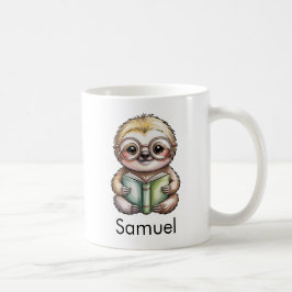 Cute Sloth Reading a Book Custom Kaffeetasse