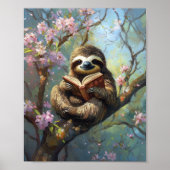 Cute Sloth Reading a Book Poster (Vorne)