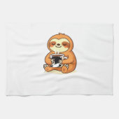 Cute Sloth Relaxing with Hot Coffee Premium T-Shir Geschirrtuch (Horizontal)