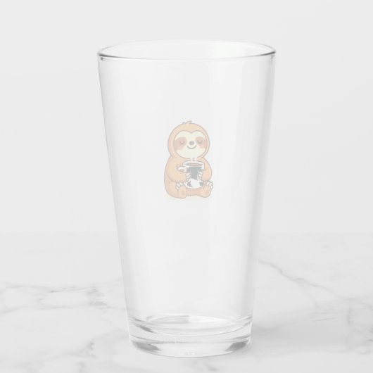 Cute Sloth Relaxing with Hot Coffee Premium T-Shir Glas (Rückseite)