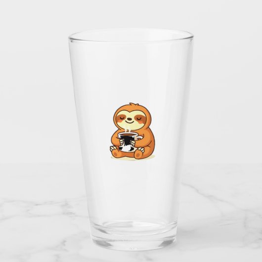 Cute Sloth Relaxing with Hot Coffee Premium T-Shir Glas (Vorderseite)