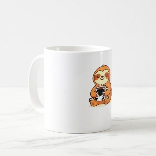 Cute Sloth Relaxing with Hot Coffee Premium T-Shir Kaffeetasse (Vorderseite Links)