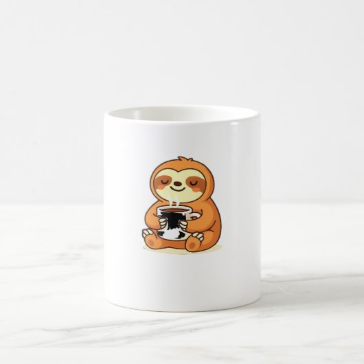 Cute Sloth Relaxing with Hot Coffee Premium T-Shir Kaffeetasse (Mittel)